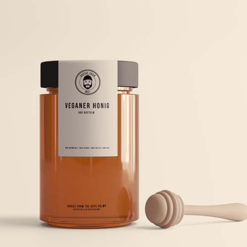 Packagingdesign Veganer Honig für Gustav Grün